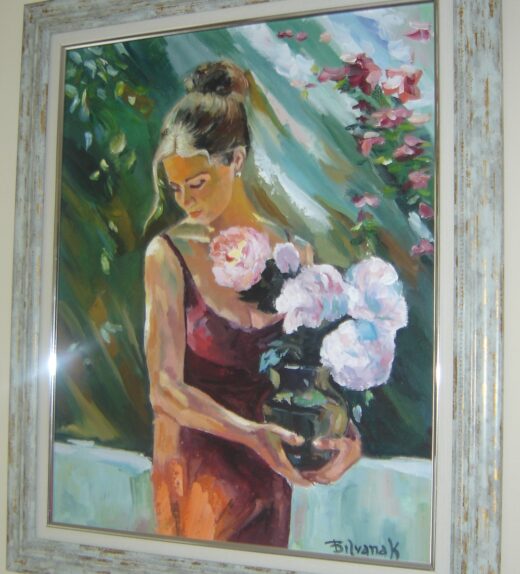 Painting Girl With Peonies
