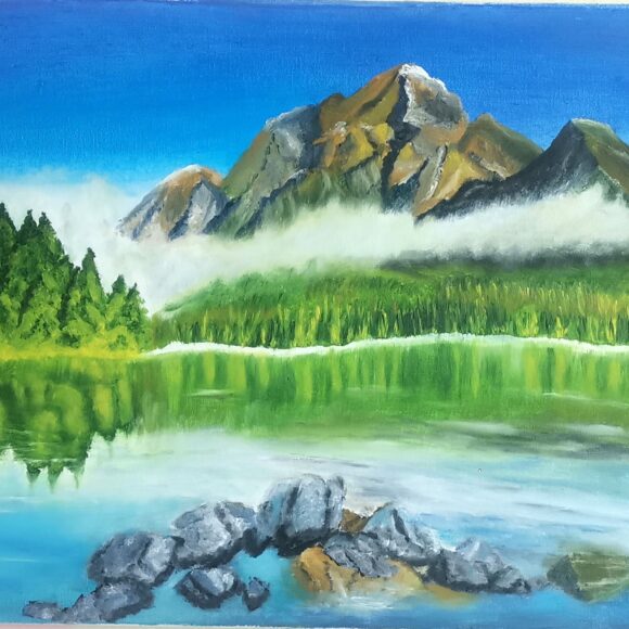 Painting Mountain reflections